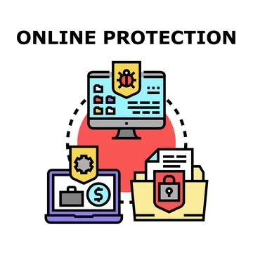 Online protection digital security concept for devices and data Stock Illustration