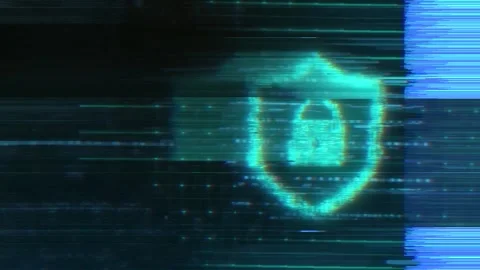 Online protection icon Digital logo reveal Stock Footage 343589798
