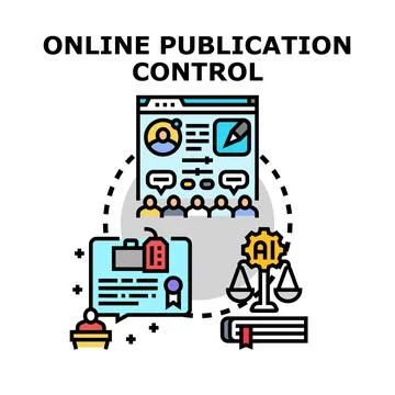 Online publication control managing digital content and legal compliance 스톡 일러스트