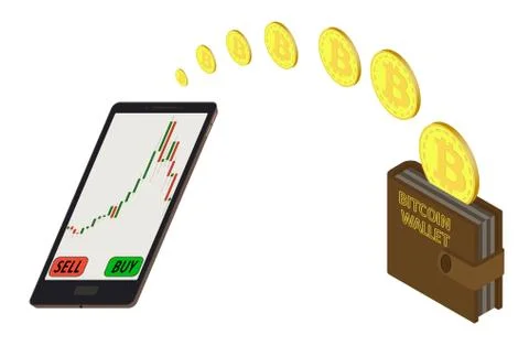 Online purchase bitcoins Stock Illustration