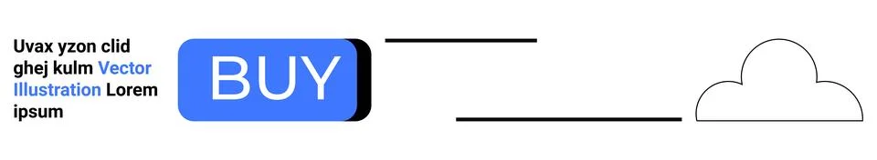 Online Purchase Button with Cloud Upload Symbol for Digital Transactions 스톡 일러스트