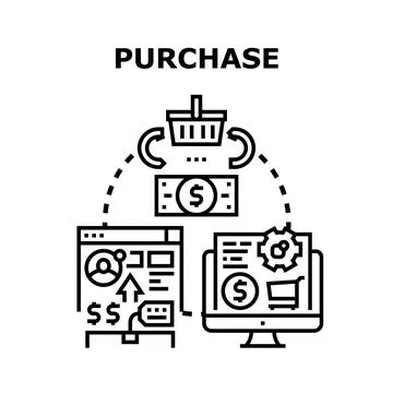 Online purchase process concept, e commerce transaction Stock Illustration