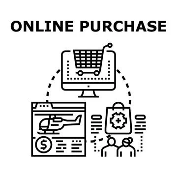 Online purchase vector black concept illustration Stock Illustration