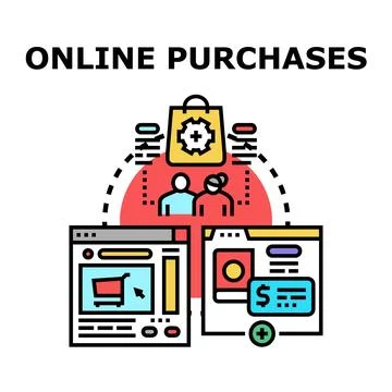 Online purchases facilitating e commerce shopping and digital payment Stock-Illustration