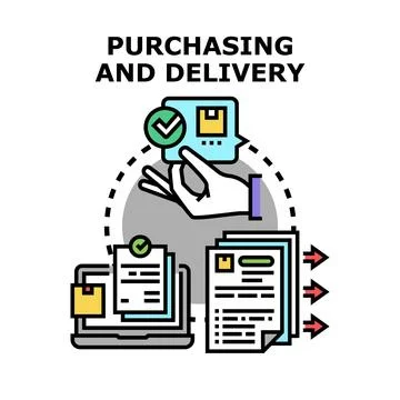 Online purchasing and delivery process illustration concept Stock Illustration