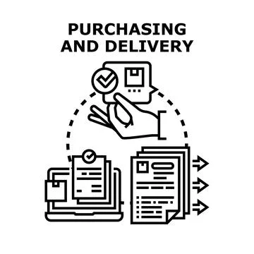 Online purchasing and delivery process illustration concept Stock Illustration