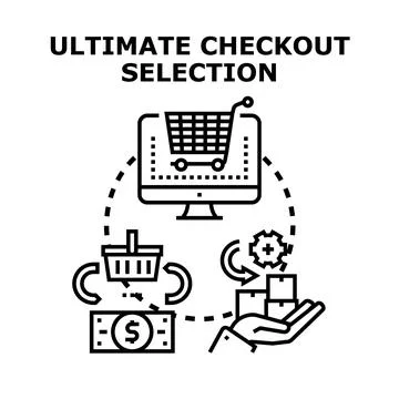Online purchasing checkout process with ultimate selection concept Stock Illustration