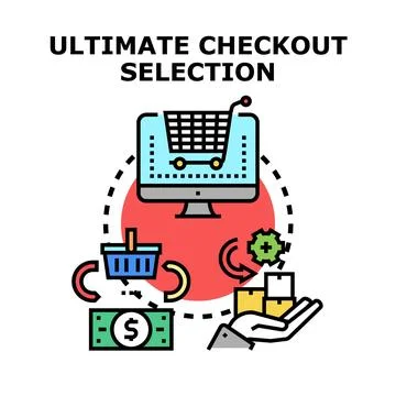 Online purchasing checkout process with ultimate selection concept Stock Illustration