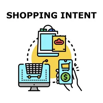 Online purchasing consumer intent and digital commerce Stock Illustration