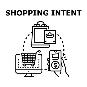 Online purchasing consumer intent and digital commerce Stock Illustration