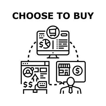 Online purchasing decision making process concept 스톡 일러스트