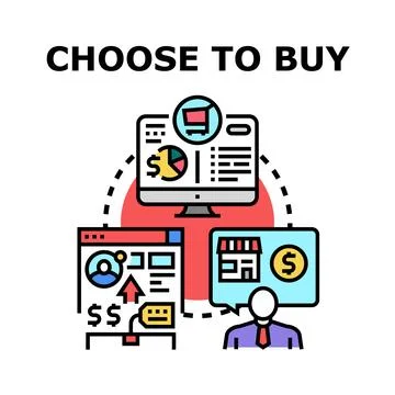Online purchasing decision making process concept 스톡 일러스트