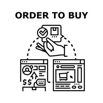Online purchasing order process concept creating transaction 库存插图