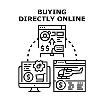 Online purchasing process and e commerce shopping directly Stock Illustration