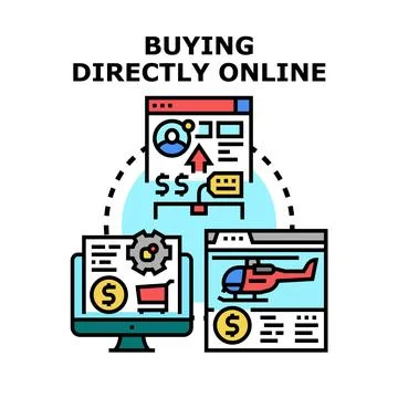 Online purchasing process and e commerce shopping directly Stock Illustration