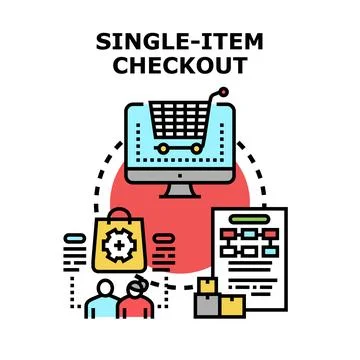 Online purchasing process for a single product concept Stockillustratie