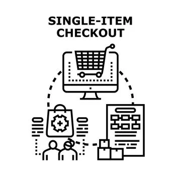 Online purchasing process for a single product concept Stock Illustration