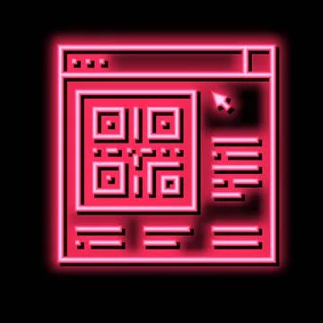 Online qr code neon glow icon illustration Illustrazione stock