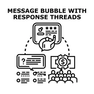 Online question reply solution communication process Ilustración de archivo