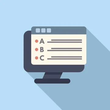 Online quiz interface on computer screen Stock Illustration