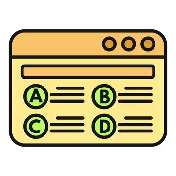 Online quiz multiple choice test browser window Illustrazione stock