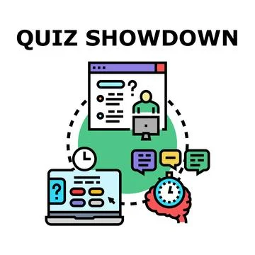 Online quiz showdown concept with digital question Stock Illustration