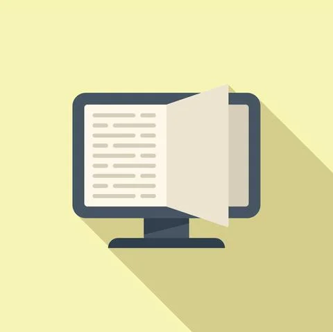 Online read book icon flat vector. Class study Stockillustratie