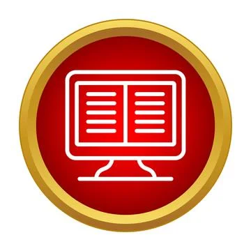 Online reading e learning computer screen icon Illustrazione stock