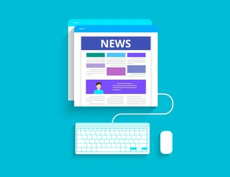 Online reading news Illustrazione stock