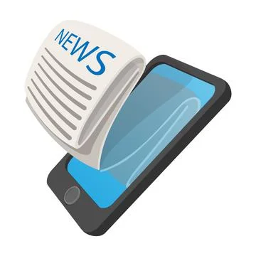 Online reading news using smartphone cartoon icon Stock Illustration