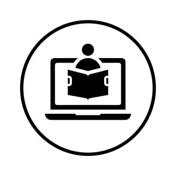 Online, reading, study icon. Black vector Illustration. 스톡 일러스트