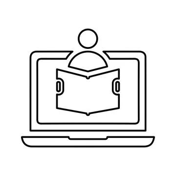 Online, reading, study line icon. Outline vector. 스톡 일러스트
