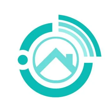 Online realty logo vector design. House seller from internet logo vector Stock Illustration