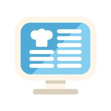 Online recipe website displaying digital menu on computer screen Stock Illustration
