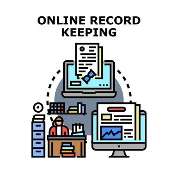 Online record keeping system digitizing business documents Stock Illustration