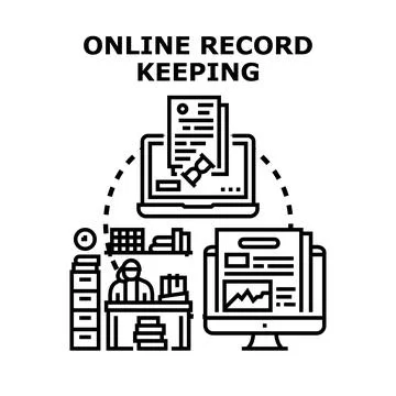 Online record keeping system digitizing business documents Stock Illustration