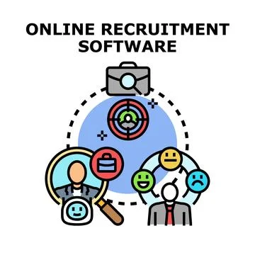 Online recruitment software offering human resources solutions 스톡 일러스트