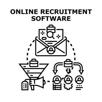 Online recruitment software process finding job candidates Stock Illustration