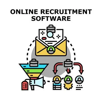 Online recruitment software process finding job candidates Stock Illustration