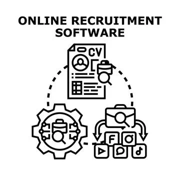Online recruitment software system for hiring candidates Stock Illustration