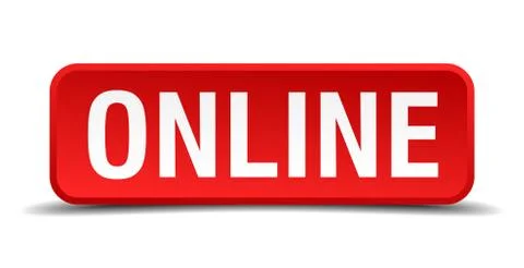 Online red 3d square button isolated on white Illustrazione stock