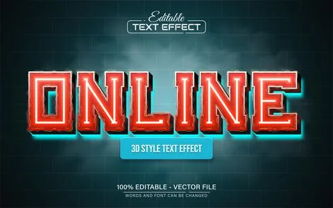 Online red glowing 3d text effect editable Stock Illustration