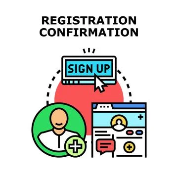Online registration confirmation creating new user account Illustrazione stock