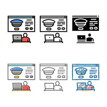 Online registration in flight multistyle school color icon vector Stock Illustration