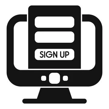 Online registration form on computer screen icon Stock Illustration