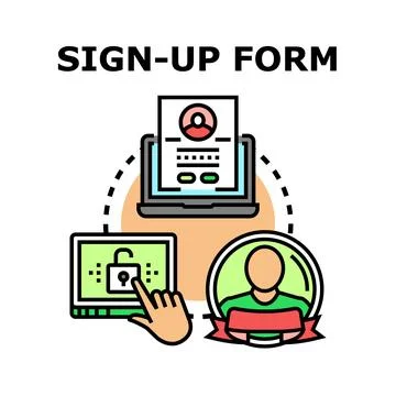Online registration form concept with security access Illustrazione stock