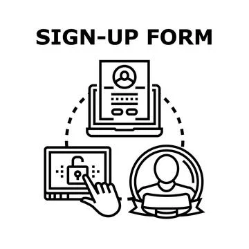Online registration form concept with security access Stock Illustration