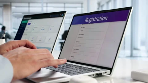 Online Registration Form With Man Using Laptop Stock Footage 328394943