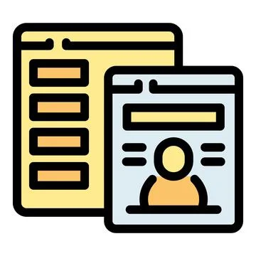 Online registration form with user profile and data fields displaying on scre Stock Illustration