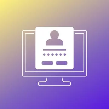 Online registration icon with a computer Stock Illustration